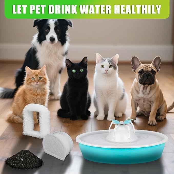 Pet Cat Water Fountain Filters Replacment Compatible with Drinkwell Petsafe Fountain Stainless Steel 360 Avalon, Pagoda Seascape and Sedona Water Bowl (16 Packs)