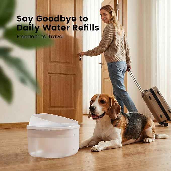 Gardner Pet Cat Fountain 1 Gallon, Vortex Dog Water Fountain, Ultra Quiet Automatic Cat Fountain with Filter, Transparent Tank, Splash-Proof, Easy to Clean,Without Adapter (White)