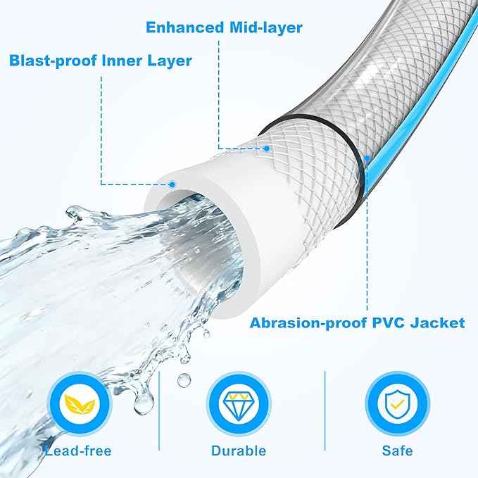 RV Water Hose 100FT, 5/8" Premium RV Drinking Water Hose for RV, Camping, Marine, Trailer and Truck, BPA Free, Anti-Kink and Leak-Free, Drinking Water Safe