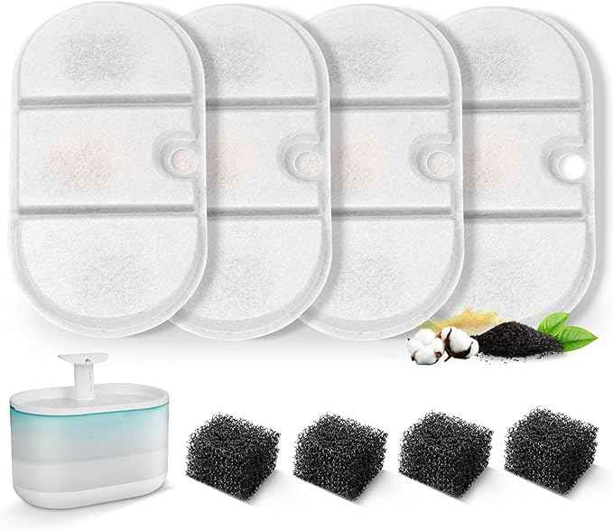 8 Packs Replacement Cat Fountain Filters Compatible with PETLIBRO Capsule Pet Fountain: PLWF002,71oz/2.1L Ultra Quiet-BPA-Free, Two Flow Modes Pet Dispenser