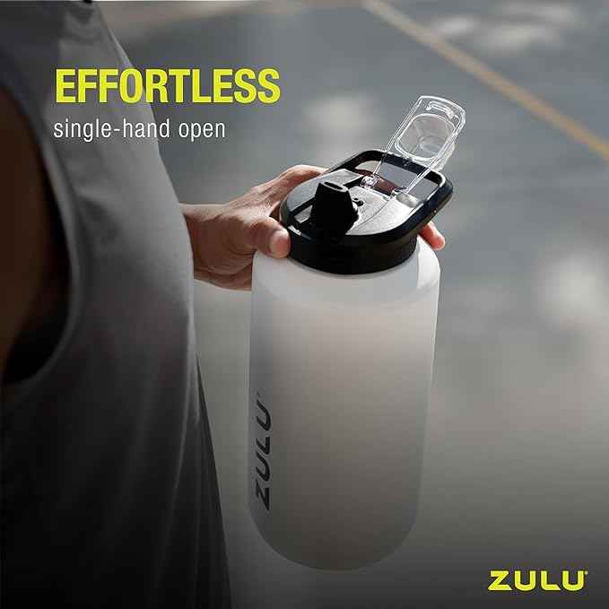 ZULU Goals Vacuum Insulated Large Capacity Stainless Steel Water Bottle | Reusable Jug Thermoses with Carry Handle | Leak-Proof Lid | Perfect for Travel, Workout, Gym, Hiking, Camping | 64oz, 101oz