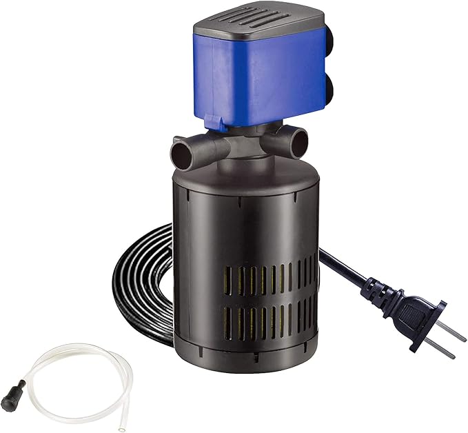 210 GPH Internal Filter Submersible Pump - 3 in 1 Aquarium Fish Tank Pump with Oxygenation, Filtration & Water Cycling, 3.3 ft max lift, 15W - 4 Pack