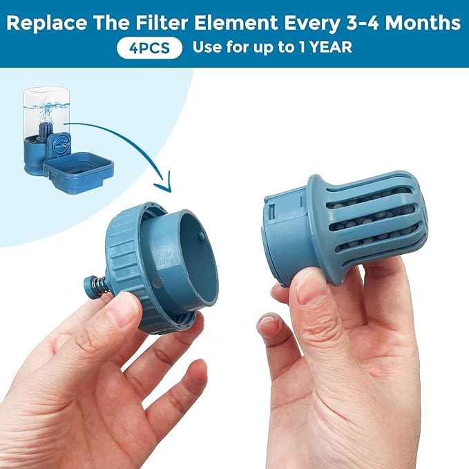VANNON 4Pcs Pet Water Filter Sets, Activated Carbon Filter Replacements for Small Animals Water Bottle Dispenser, Replacement Filter Fits for VANNON Filtered Water Dispensers