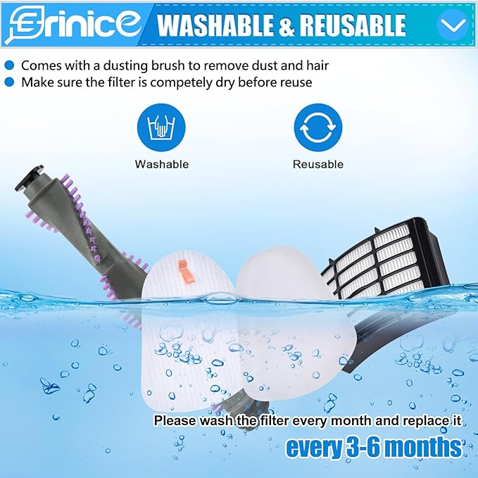 Filter Brush Roller Kit for Shark Navigator Lift Away Vacuum NV350 NV351 NV352 NV355 NV356 NV356E NV357 NV358 NV360 UV440 Replacement Parts, 1 HEPA Filter + 2 Foam & Felt Filter + Brush Roller - AquaVibe