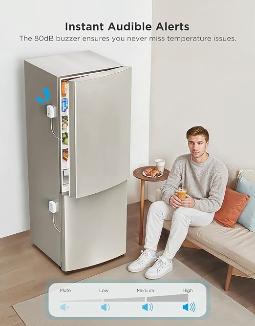GoveeLife Upgraded Smart Water Leak Detector 1s with 1804ft Ultra-Long Range Bundle with GoveeLife WiFi Refrigerator Thermometer with Alarm