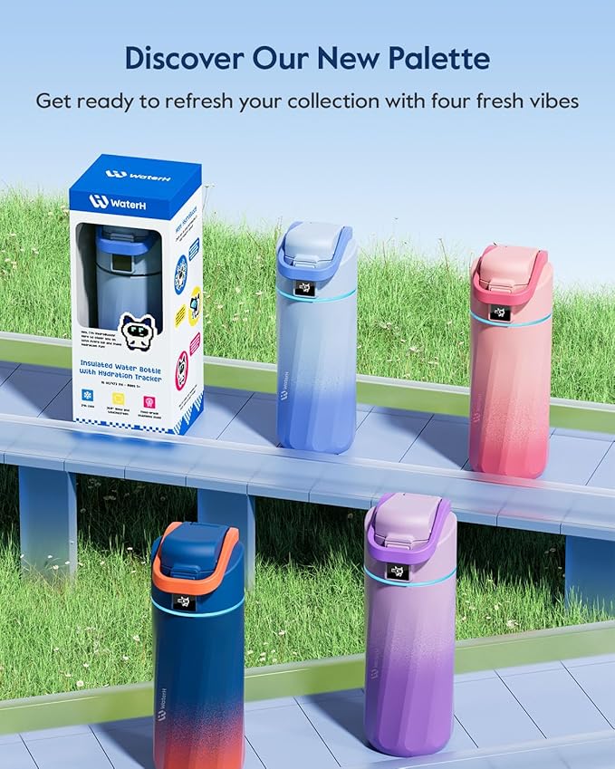 BOOST Smart Water Bottle with Reminder & Tracker, 16oz Kids Water Bottle for School, DIY Refrigerator Magnets, BPA-Free Vacuum Insulated Stainless Steel, Ideal Gift for Christmas, New Year