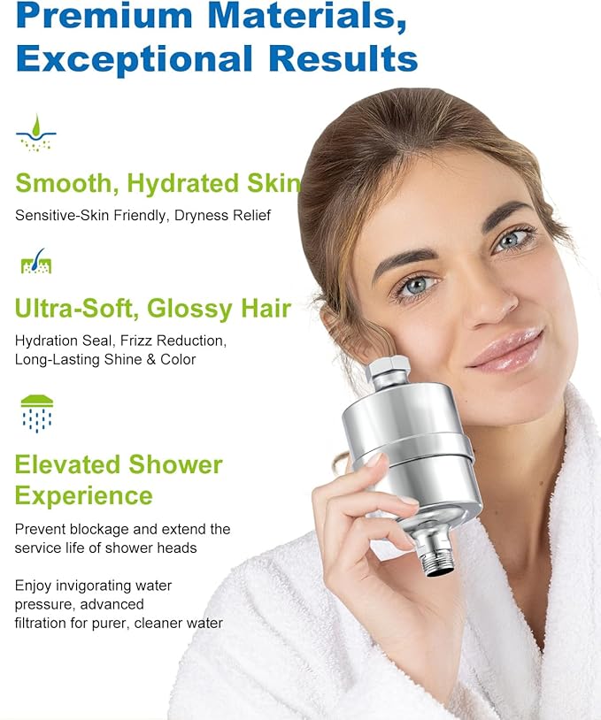 Shower Filter Replacement Cartridge, Multi-Stage Filtration for Hard Water, High Pressure Universal Shower Water Filters to Reduce Toxic Chemicals, Chlorine and Heavy Metals,for Skin & Baby Care，Blue