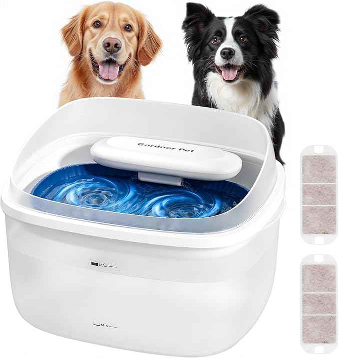 Gardner Pet Dog Water Fountain for Large Dogs, 8L/2.1Gal Large Capacity Automatic Dog Water Bowl Dispenser with Vortex Circulation, UV&Maifan Stone Filter, Quiet Dog Water Bowl(Without Adapter)