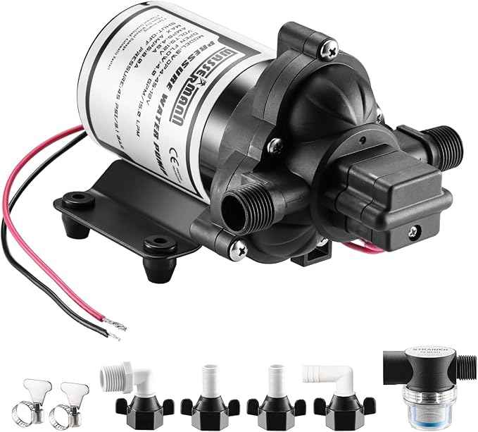 WASSERMANN RV Pump, 12V Self-priming RV Water Pressure Pump 4.0GPM 45PSI with Pressure Switch, for RV Marine Camping Yacht Garden, 12Volt DC Fresh Water Pumps RV Water Pump 2088-554-144 Replacement