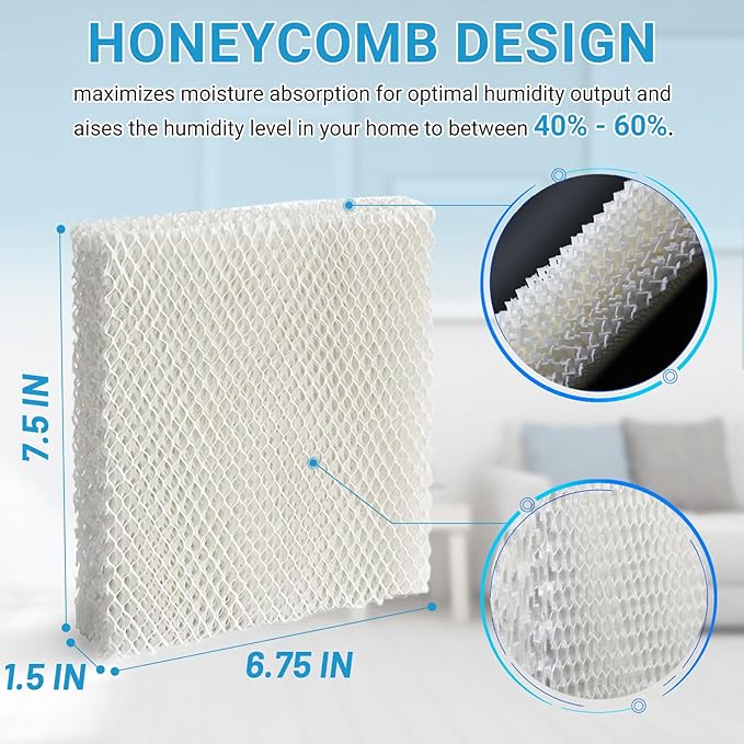 Lemige 6 Pack Humidifier Wicking HFT600 Filters T Compatible with Honeywell Tower Humidifier HEV615 HEV620, Compare to Part HFT600T HFT600PDQ