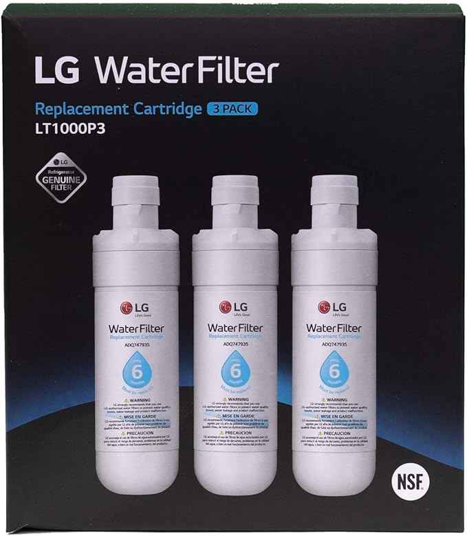 LG LT1000P3 6-Month / 200 Gallon Refrigerator Replacement Water Filter, 3 Count (Pack of 1), White