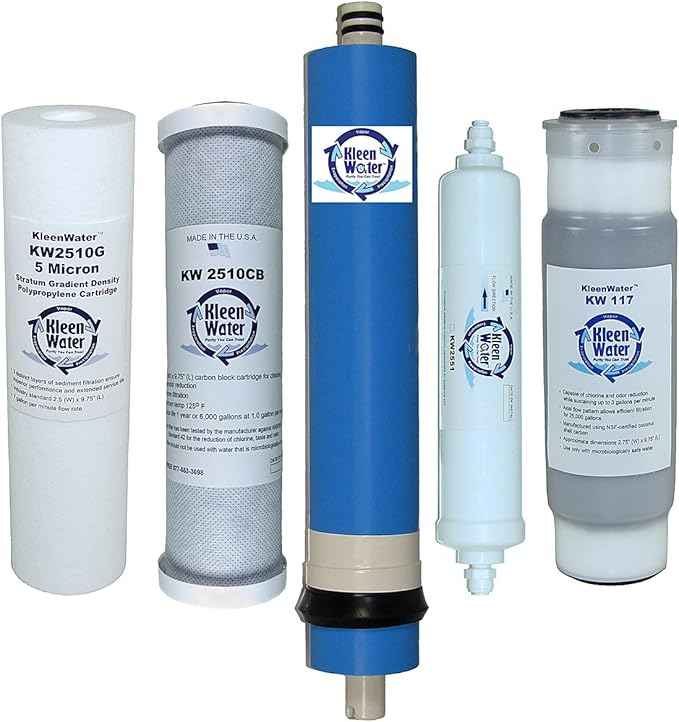 Kleenwater Replacement Filter Set, Compatible with iSpring RCC7 RCC7P RCW5, for 5-Stage Reverse Osmosis Water Filter