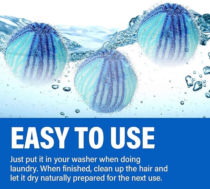 Pet Hair Remover for Laundry, Reusable Lint Traps for Washing Machine Hose, Effective Washing Balls for Pet Fur Remover 12Pcs - AquaVibe