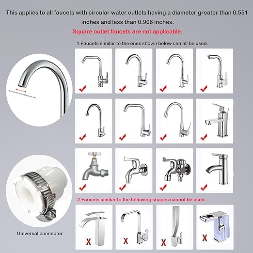 Kitchen Faucet Filter, 360° Rotating for Household Kitchen tap Water, Splash-Proof and Pressure-Increasing Filter for Sink Faucet, Shower Head. (Long Style-1)