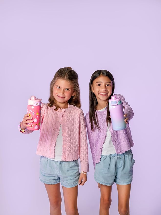 Ello Pop & Fill 12oz Stainless Steel Kids Water Bottle with Quick Fill Lid | Vacuum Insulated BPA Free Bottle with Leak Proof Straw and Chug Lid, Dishwasher Safe, Gift For Kids, Royal Palace