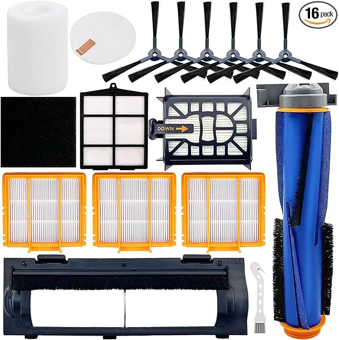 Replacement Parts for Shark AI AV2501S AV2511AE AV2610WA AV2501AE RV2502AE RV2400WD AI Ultra 2- in-1 Robot Vacuum, Main Brush, Filter, Side Brush, Roller Cover, Pre-Motor Foam & Felt Filter - AquaVibe