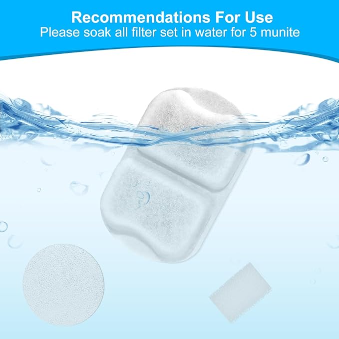 16 Pack Dog Water Filter Replacement, Pet Water Filter Compatible with oneisall 7L/230oz/1.8G Stainless Steel Dog Water Fountain,Triple Action Pet Fountain Filters