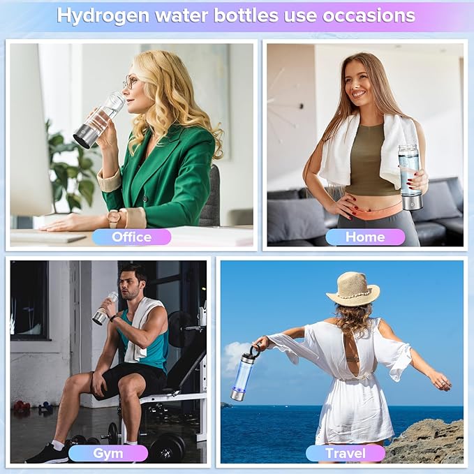 2026 Upgrade Hydrogen Water Bottle,14OZ Portable Hydro Water Machine, Rechargeable Hydrogen Water Bottle Generator for Travel, Home, Office, Fitness & Everyday Hydration – Gift for Family & Friends