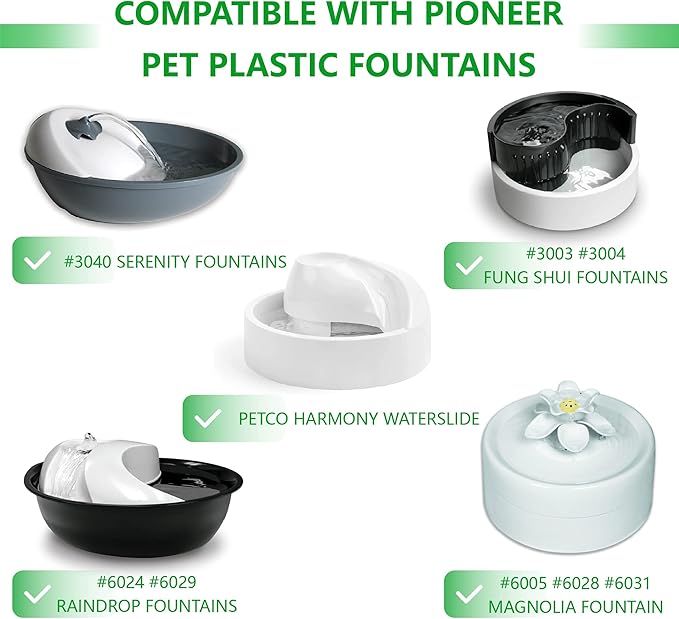12 Pack Pet Fountain Replacement Carbon Filters Compatible with Pioneer Pet Plastic Fountain Raindrop, Feng Shui, Serenity, Magnolia & EveryYay, Cat Dog Water Bowl Dispenser Filter