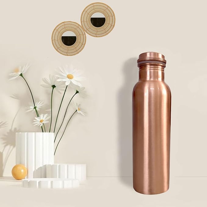 Copper Water Bottle 100% Pure Bottle for Drinking Water Leak Proof Joint Less Water Drinking Bottle for Home, Office, Hotel and Sports