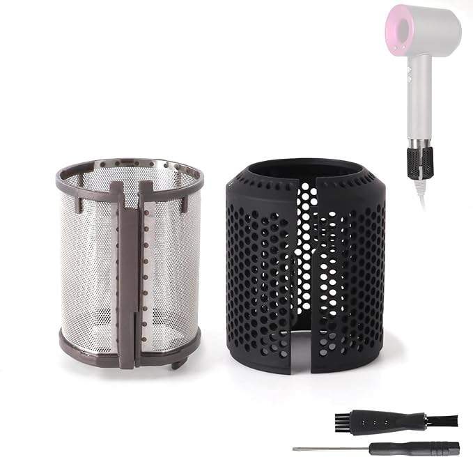 Hair Dryer Inner Filter + Outer Filter Cage Replacement for Dyson HD01 HD03 HD08 Models, Black