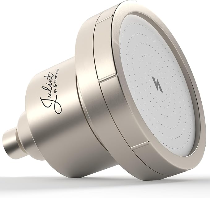 THE JULIET FILTERED SHOWER HEAD - Luxury High Pressure Shower Head with Filters - Removes Impurities for Healthier Hair and Skin - Reduces Hair Breakage, Skin Dryness & Irritation (Brushed Nickel)