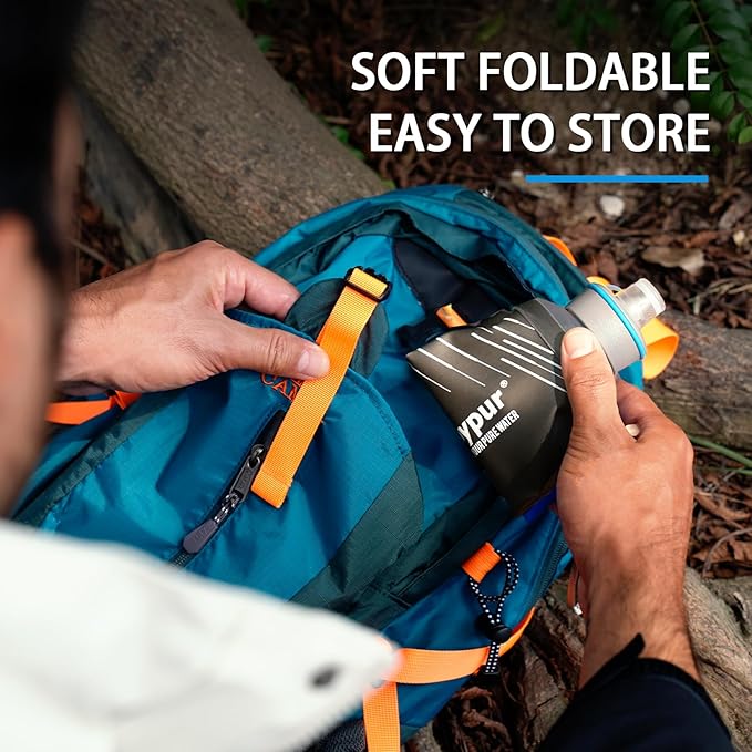 Collapsible Squeeze Water Filter Bottle - 650ml with Filter with NSF/FDA Certification Befree or Peak Series replacement for Hiking,Running,Camping,Travel,Cycling,and Fishing,BPA-Free(Gray)