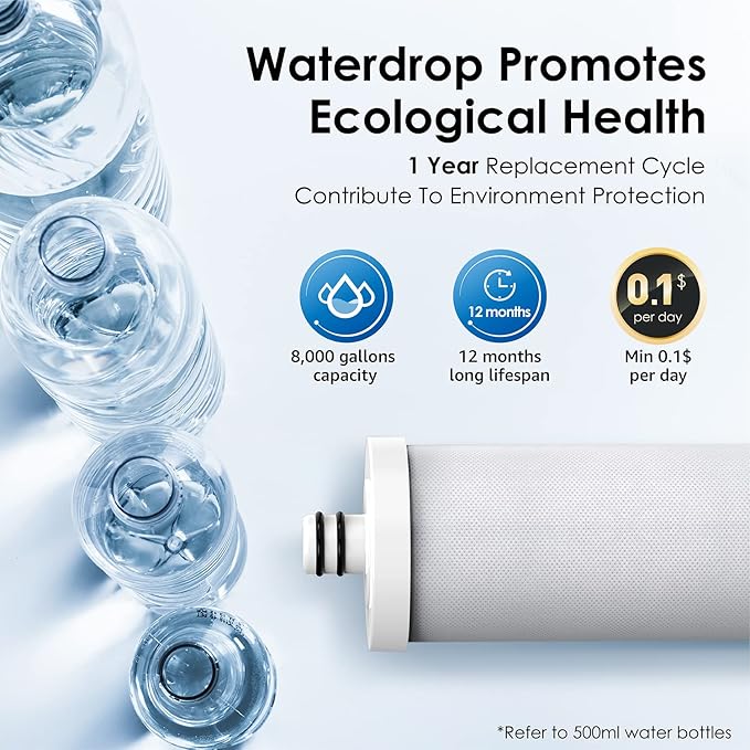 Waterdrop WD-CFF-01 Replacement Filter, NSF/ANSI 42&372 Certified, Countertop Water Filter, Longer Filter Life, 5-stage Water Filter, Reduces Heavy Metals, Bad Taste and Up to 99% of Chlorine, 1 Pack