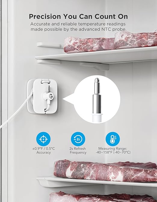 GoveeLife Upgraded Smart Water Leak Detector 1s with 1804ft Ultra-Long Range Bundle with GoveeLife WiFi Refrigerator Thermometer with Alarm