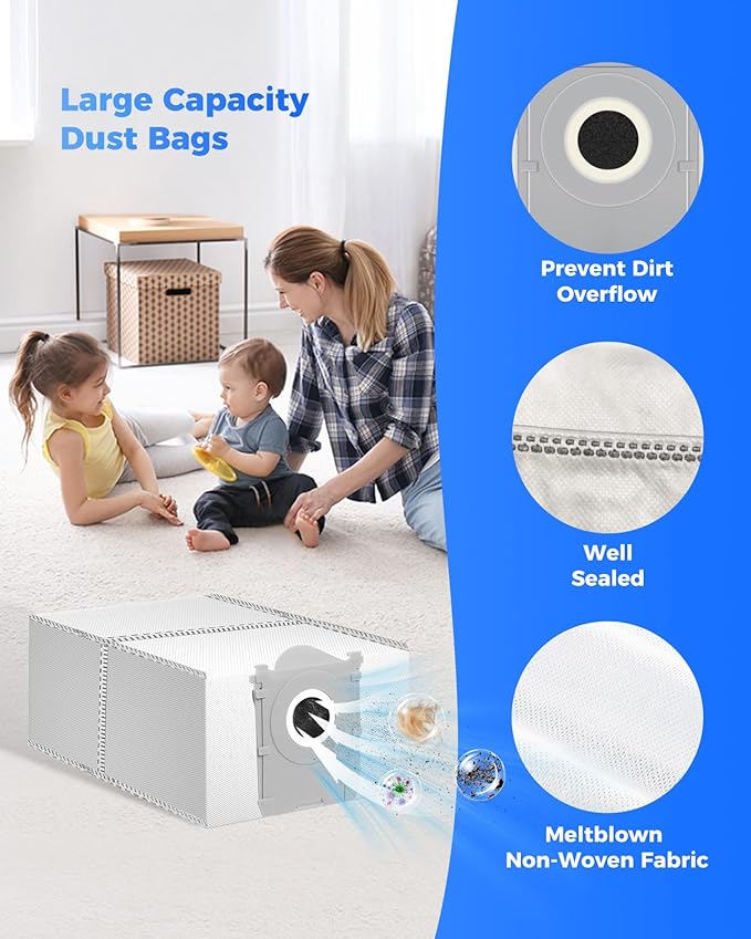 21 Pack Replacement Parts for ECOVACS DEEBOT T50 Omni/T50 PRO Omni Robot Vacuum Accessory Set, 1 Main Brush, 4 Side Brushes, 6 Mop Pads, 4 HEPA Filters, 5 Dust Bags, 1 Cleaning Brush - AquaVibe