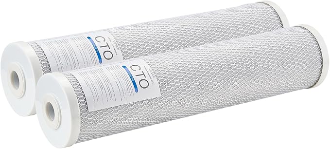 VEVOR CTO Whole House Water Filter, 20 x 4.5 Inch Universal Fit, Activated Carbon Block Cartridge Replacement, 5 Micron Coconut Shell Charcoal Filters, Reduces Chlorine, Taste & Odor, 2 Pack
