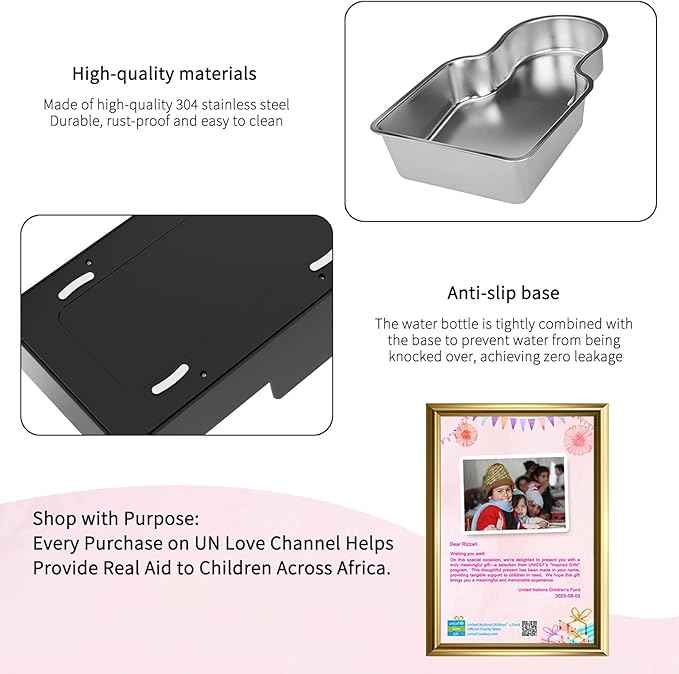 RIZZARI Stainless Steel Dog Dispenser: 8L Large Capacity Gravity Waterer - Clear Tank Water Level View -No Mess Keeps Floors Dry- No Power Needed - for Medium Dogs - Kitchen Corner/Crate Area