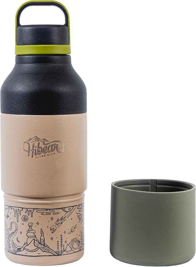 HIBEAR 32oz All-Day Adventure Flask - As Seen on Shark Tank - The Insulated Multi-Tool of Beverage Bottles - Craft Pourover, Cold Brew, Tea, Water Infusion, Wine Decanting, Hydration.