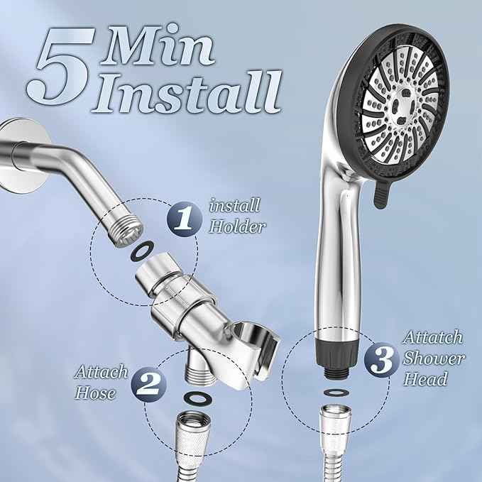 Filtered Shower Head with Handheld, High Pressure (Grey)