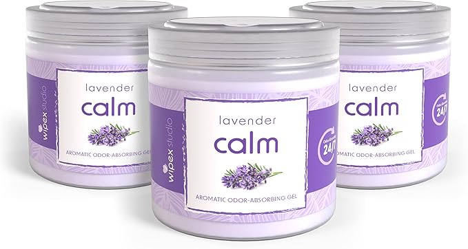 Wipex Odor Absorbing Gel Jar - Lavender, 15 Oz - Odor Eliminator for Home, Effective Odor Absorber, Long-Lasting Freshness, Ideal for Rooms, Offices, & Yoga Studios, 3Pk