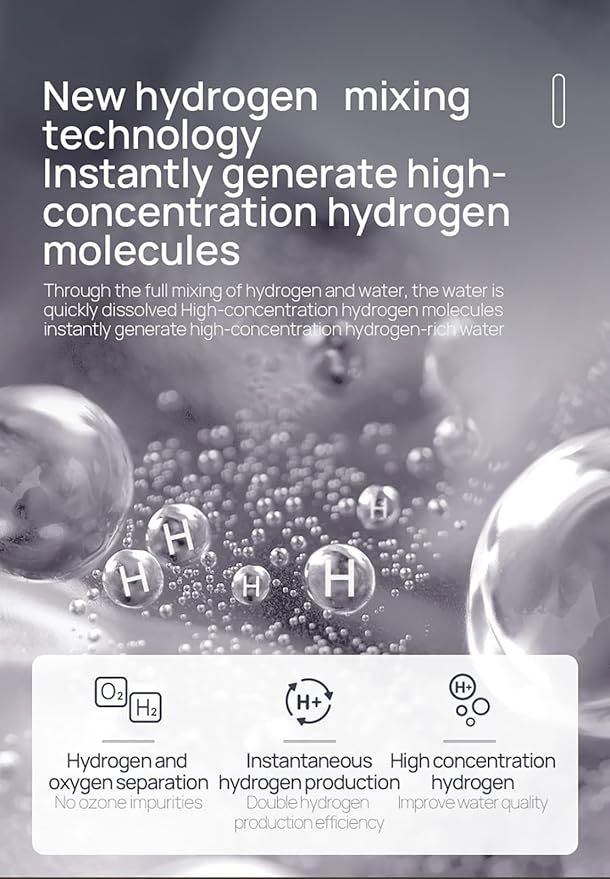 Portable Hydrogen Water Bottle Generator – Smart PEM Hydrogenated Water Bottle Glass | Rechargeable Molecular Hydrogen Water Machine for Travel, Fitness & Daily Hydration