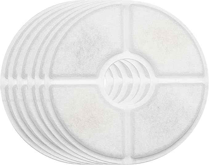 Cat Water Fountain Filters, 6-Pack Round Carbon Filters for Stainless Steel Top Cat Fountain