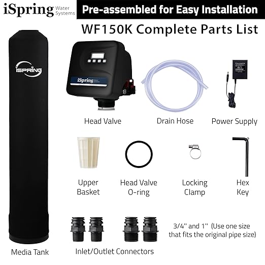 iSpring WF150K Whole House Central Water Filtration System with Set and Forget Smart Valve, Up to 10 Years