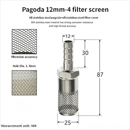 304 Stainless Steel Water Pump Filter Hose End Strainer Barbed Inline Mesh Screen, Assorted Sizes for Pressure Washer Garden RV Prevents Debris Clogging,1pcs(12mm 1/2 Inch)