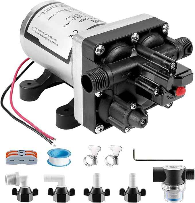 WASSERMANN RV Water Pump 12V DC 4008-101-A65/E65 Replacement, 3.0 GPM 55PSI, Quiet Water Pump for Camper RV Shower Garden Industrial Yacht Sprayer Food Truck Travel Trailer Water Pumps with Acessories