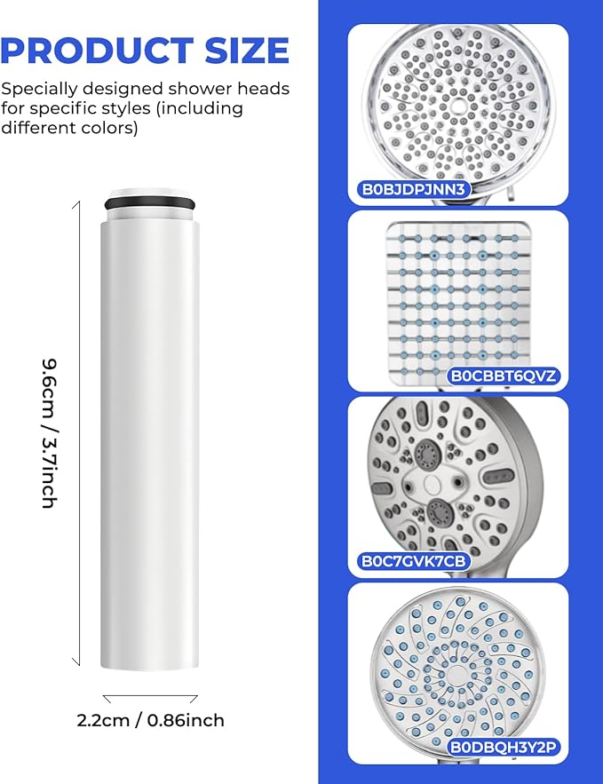4 Pack Replacement Filter Compatible with Cobbe Handheld Shower Head, Filter Cartridge for Water Softening, Removes Chlorine, Fluoride and Heavy metals to Improve Skin & Hair