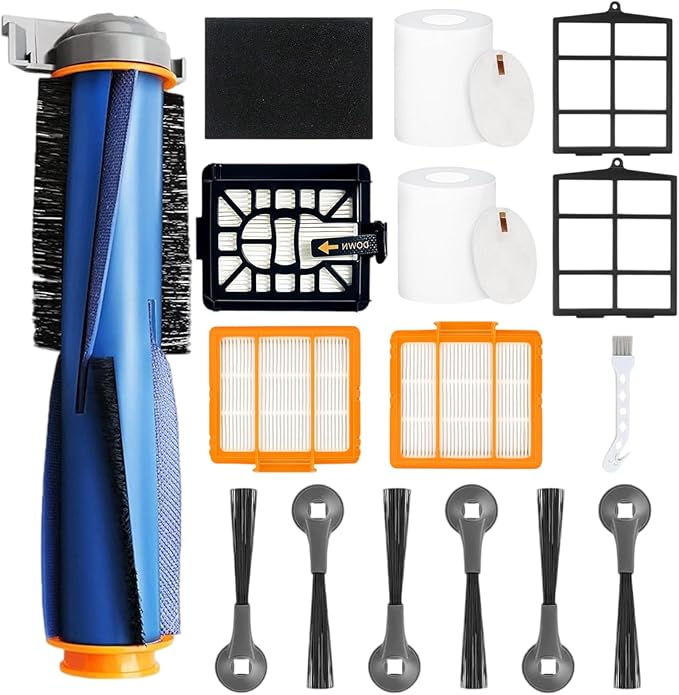 Replacement Parts Compatible with Shark AI AV2501S AV2511AE AV2501AE RV2502AE RV2610WA AV2510AOUS RV2520AOUS Robot Vacuum Cleaner, 1Main Brush, 2 motor pre-filters, 2Foam Filters, 6Side Brushes - AquaVibe