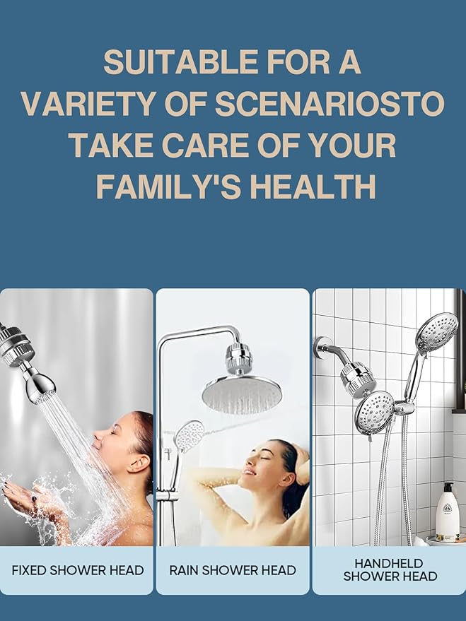Cobbe High Output Shower Filter for Hard Water - 2 Replaceable Cartridges - Removing Chlorine and Harmful Substance, Dramatically Improves The Condition of Your Skin, Hair and Nails - Brushed Nickel