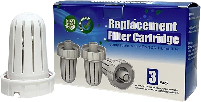 Nispira Mist Demineralization Cartridge Filter Replacement Compatible with Aennon Cool Mist Ultrasonic Humidifier | Prevents Mineral Deposit Hard Water White Dust | Pack of 6 - AquaVibe