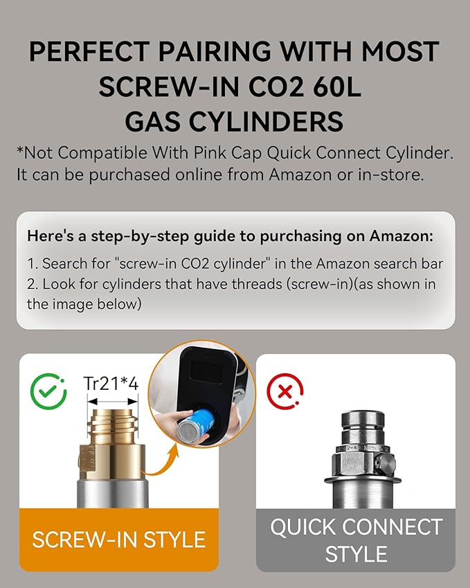 MOKKOM Sparkling Water Maker, Soda Streaming Machine with 1L PET Carbonating Bottle, Carbonates Any Drink, Soda Maker Compatible with 60L CO2 Carbonator (NOT Included) - Stainless Steel