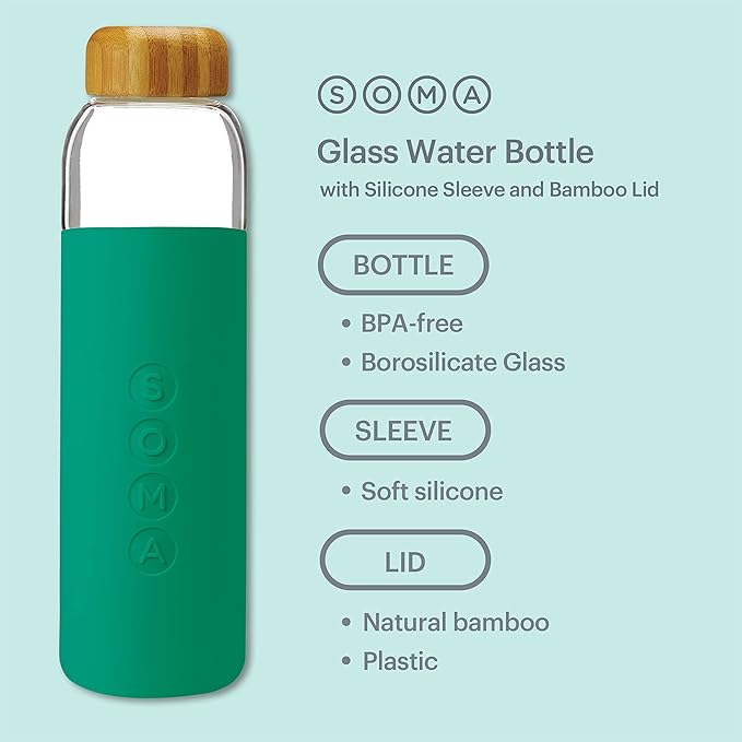 Full Circle V.2 17 oz. Glass Water Bottle - Emerald