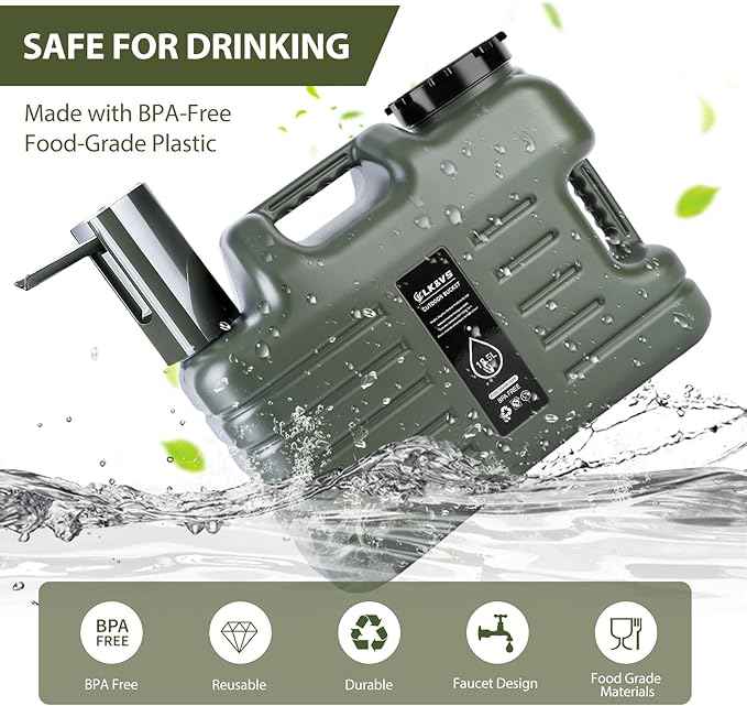 5 Gallon Camping Water Jug with Foldable Auto Pump, BPA-Free Leak-Proof Camping Water Container with Spigot, Type-C Rechargeable, Portable Water Storage Tank for Hiking, Outdoors & Emergency Use