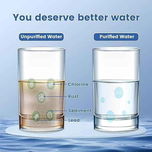Faucet Water Filter for Sink, Mechanical Switch Button,350 Gallon Water Purifier for Sink, NSF Certified to Reduces Chlorine and Bad Taste with One Replacement, T5-Black.