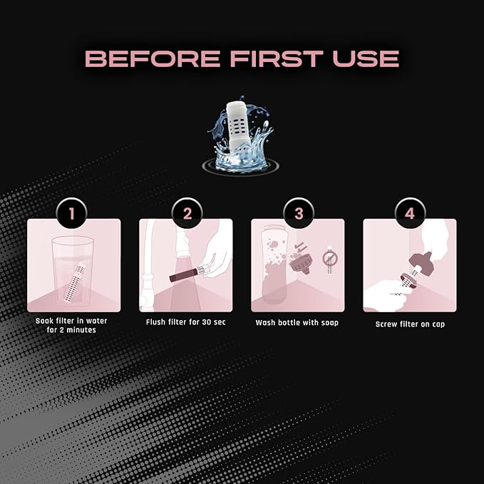 Mist Sports Squeeze Water Bottle with Built-In Filter for Pure Water, Easy Grip Squeeze Water Bottles Sports Quality, Leak Proof & BPA Free Athletic Water Bottle Squirt Top, Peachy Pink