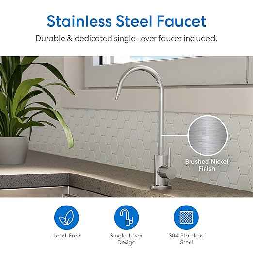 Brio SIMPL Reverse Osmosis Tankless Water Filter System for Clean Drinking Water | 4-Stage Undersink 0.0001 Micron RO Filtration | Reduces PFAS, Dirt, Rust, Chlorine, VOCs & Heavy Metals | 400 GPD